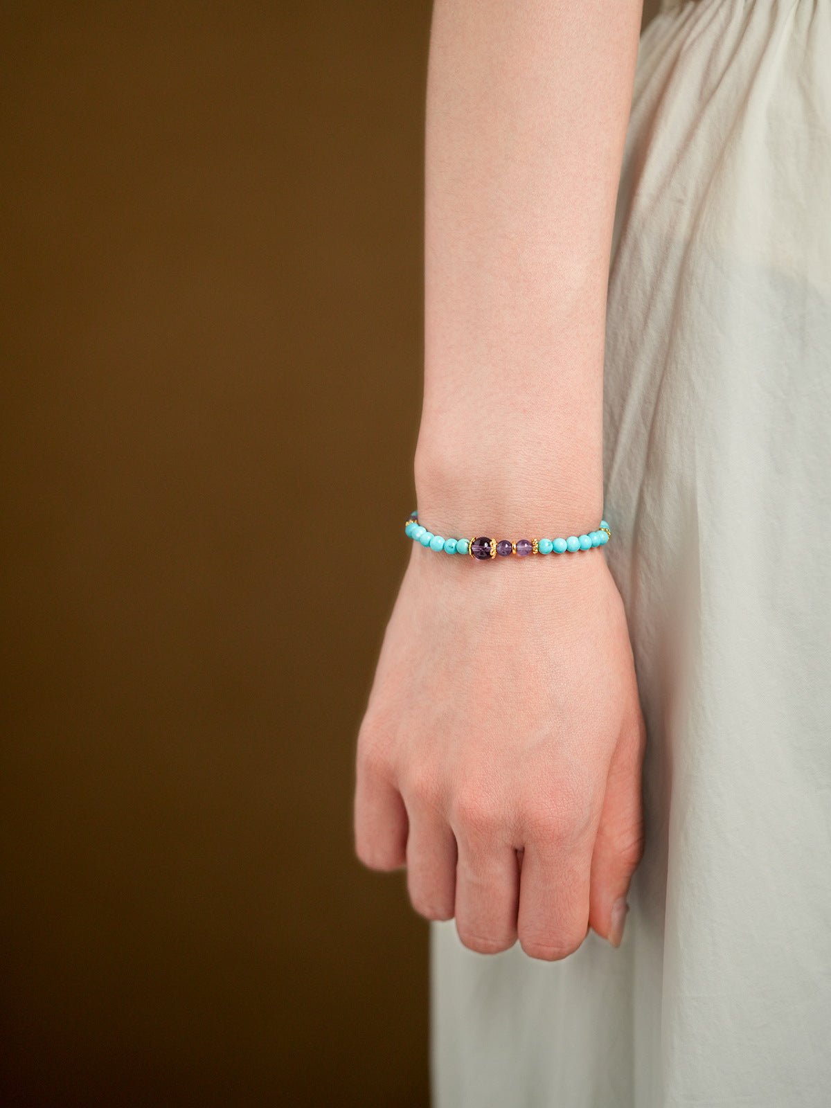 Amethyst Accent Turquoise & Aquamarine Bracelet Set - Lunaire Jewelry