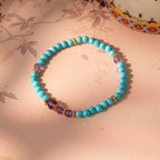Amethyst Accent Turquoise & Aquamarine Bracelet Set - Lunaire Jewelry