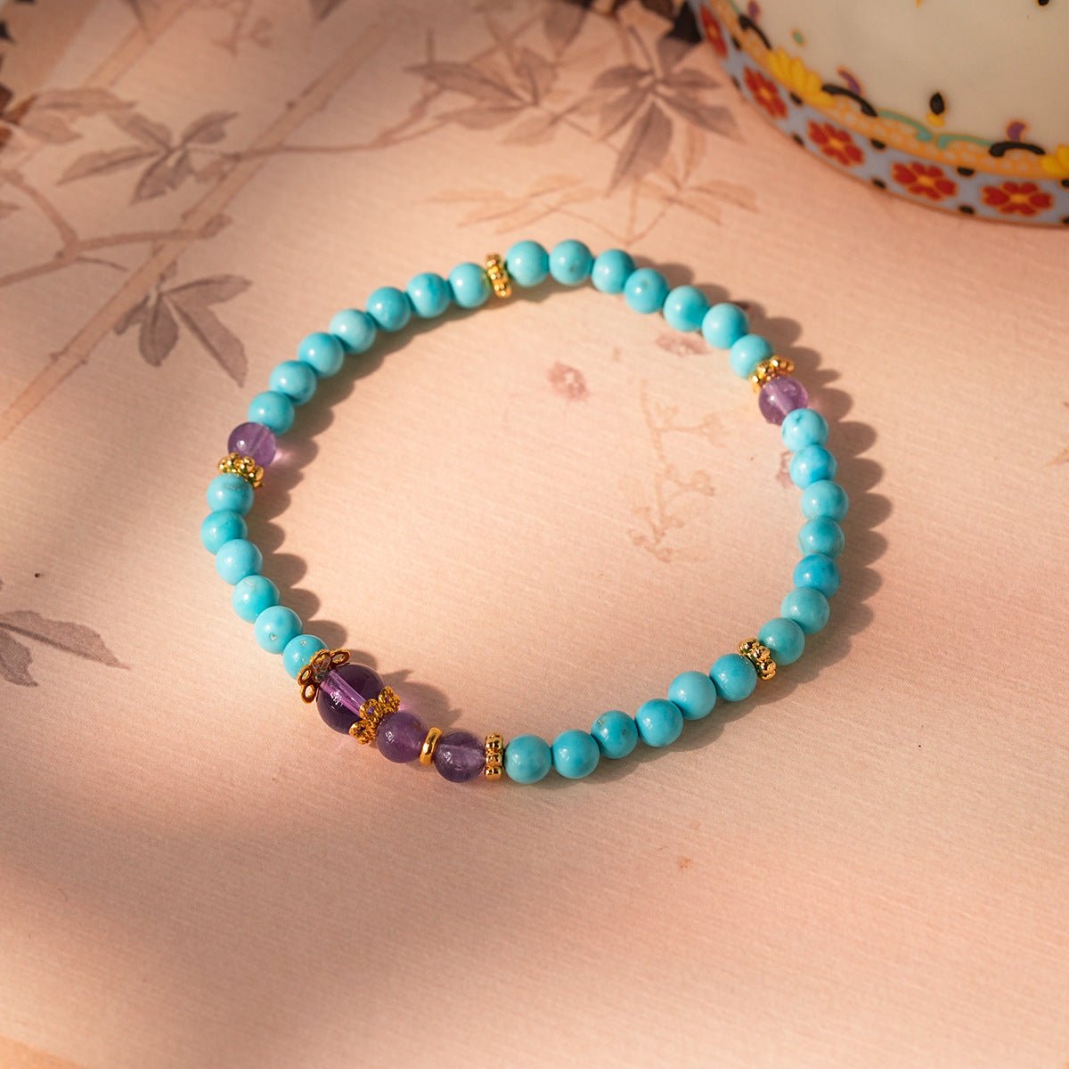 Amethyst Accent Turquoise & Aquamarine Bracelet Set - Lunaire Jewelry