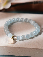 Blush & Aqua Agate Bracelet Set with Cloud Charm - Lunaire Jewelry
