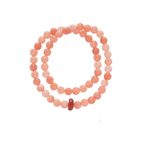 Blush & Aqua Agate Bracelet Set with Cloud Charm - Lunaire Jewelry