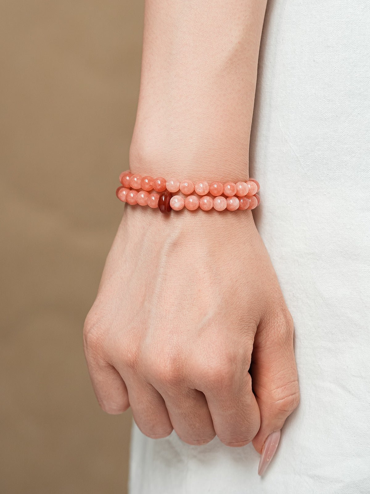 Blush & Aqua Agate Bracelet Set with Cloud Charm - Lunaire Jewelry