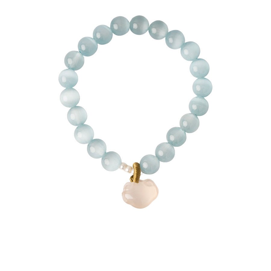 Blush & Aqua Agate Bracelet Set with Cloud Charm - Lunaire Jewelry