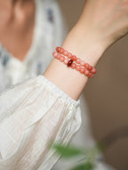 Blush & Aqua Agate Bracelet Set with Cloud Charm - Lunaire Jewelry