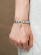 Blush & Aqua Agate Bracelet Set with Cloud Charm - Lunaire Jewelry