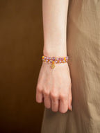 Blush & Lavender Crystal Bracelet Set with Clover Charm - Lunaire Jewelry