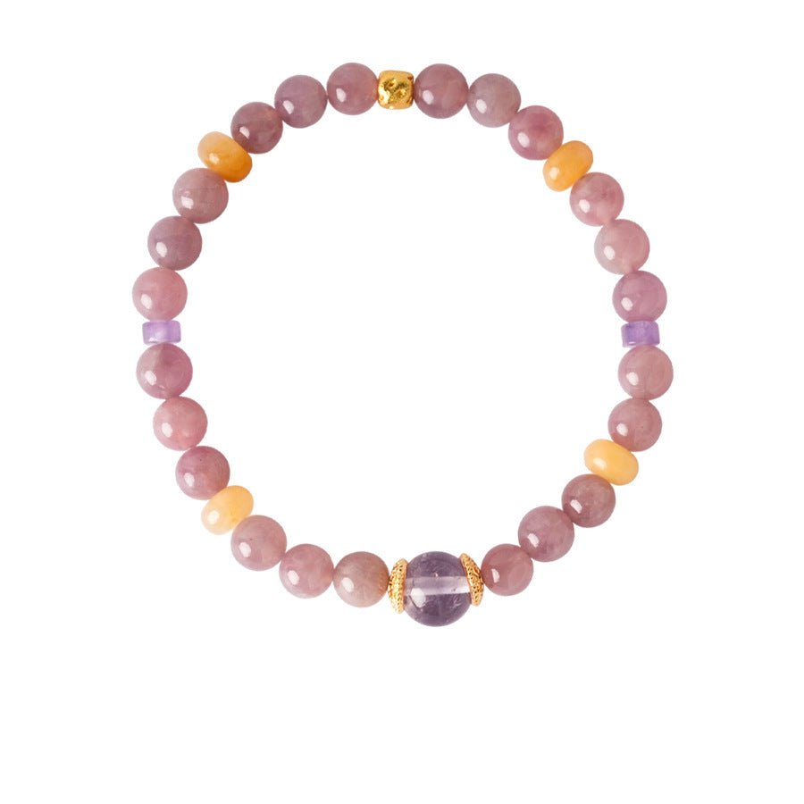 Blush & Lavender Crystal Bracelet Set with Clover Charm - Lunaire Jewelry