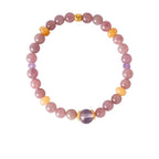 Blush & Lavender Crystal Bracelet Set with Clover Charm - Lunaire Jewelry