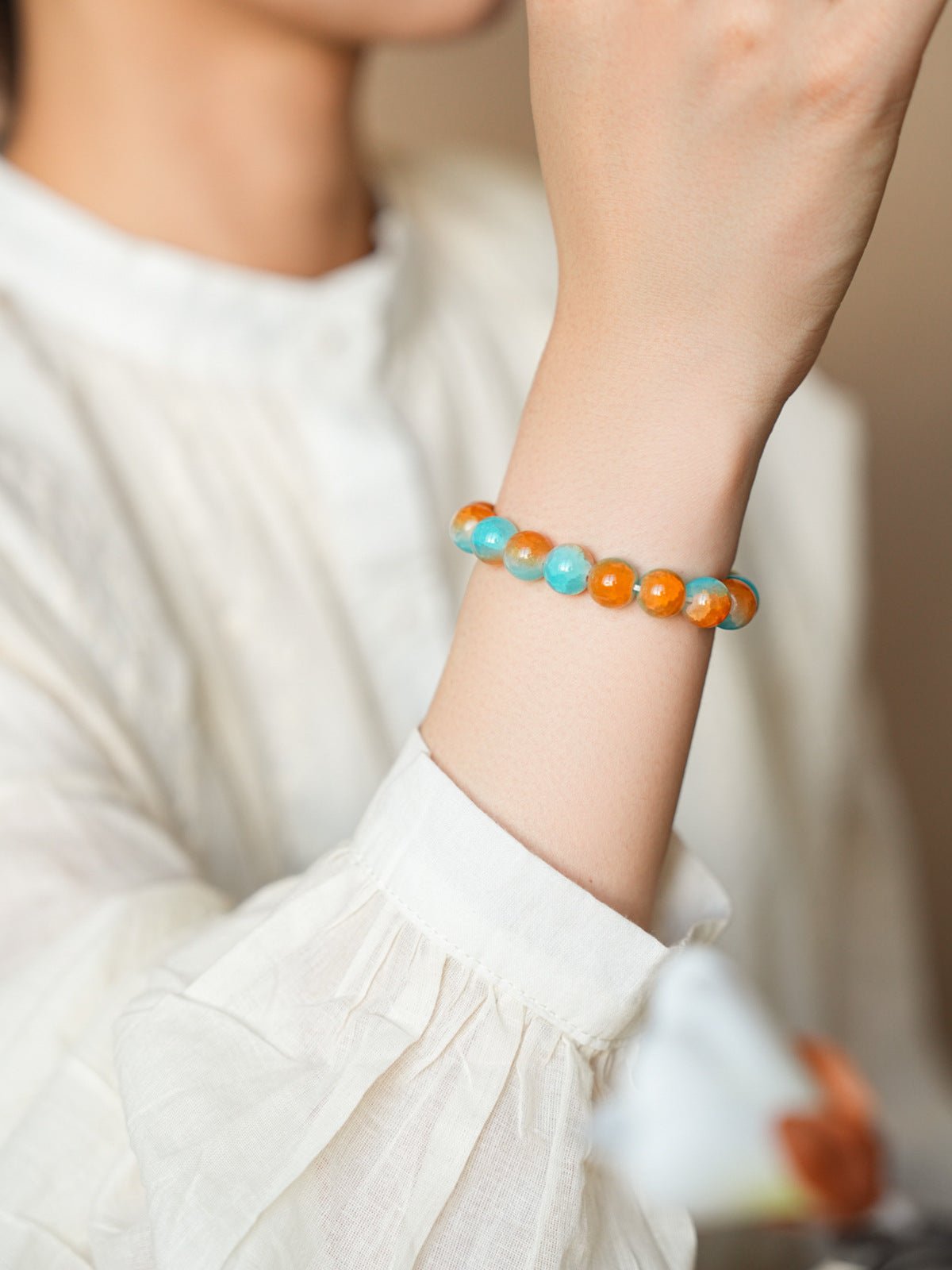 Celestial Moon & Star Zircon & Glass Bead Bracelet Set - Lunaire Jewelry