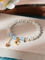 Celestial Moon & Star Zircon & Glass Bead Bracelet Set - Lunaire Jewelry