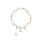 Celestial Moon & Star Zircon & Glass Bead Bracelet Set - Lunaire Jewelry