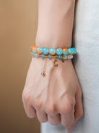 Celestial Moon & Star Zircon & Glass Bead Bracelet Set - Lunaire Jewelry