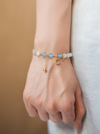Celestial Moon & Star Zircon & Glass Bead Bracelet Set - Lunaire Jewelry