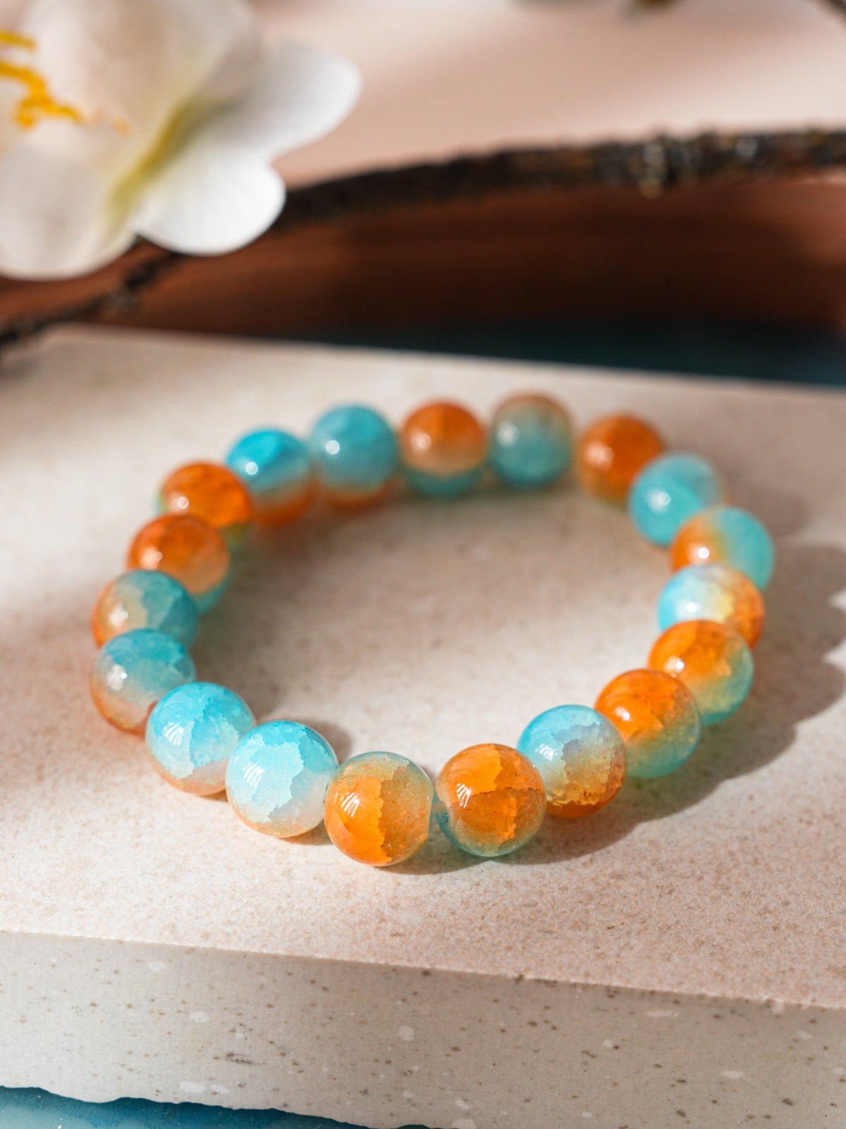 Celestial Moon & Star Zircon & Glass Bead Bracelet Set - Lunaire Jewelry