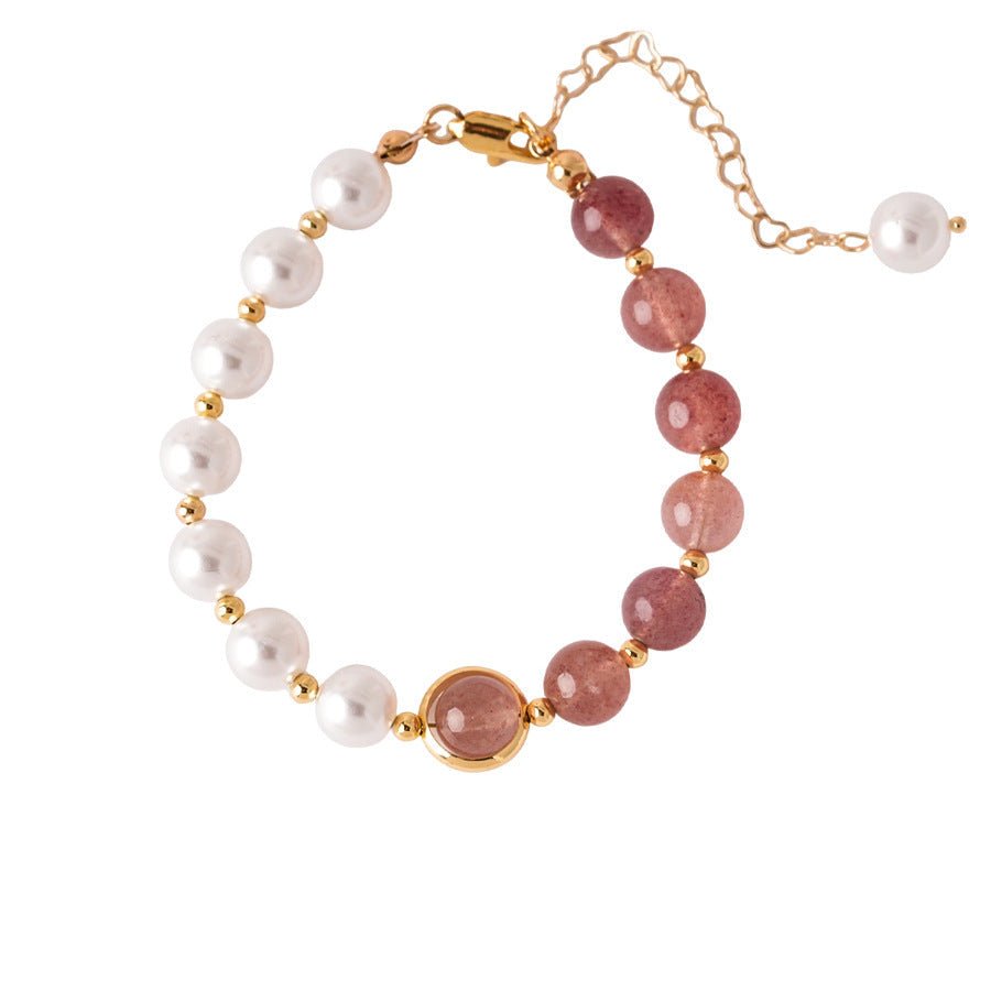 Centerpiece Strawberry Crystal & Pearl Bracelet - Lunaire Jewelry