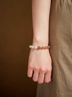 Centerpiece Strawberry Crystal & Pearl Bracelet - Lunaire Jewelry