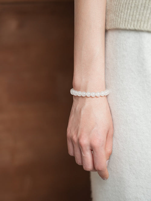 Cloudy White Crystal Minimalist Bracelet - Lunaire Jewelry