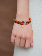 Crimson & Earthy Auspicious Bracelet Stack - Lunaire Jewelry