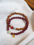 Crimson & Earthy Auspicious Bracelet Stack - Lunaire Jewelry