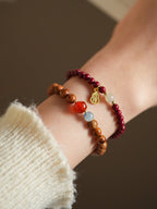 Crimson & Earthy Auspicious Bracelet Stack - Lunaire Jewelry