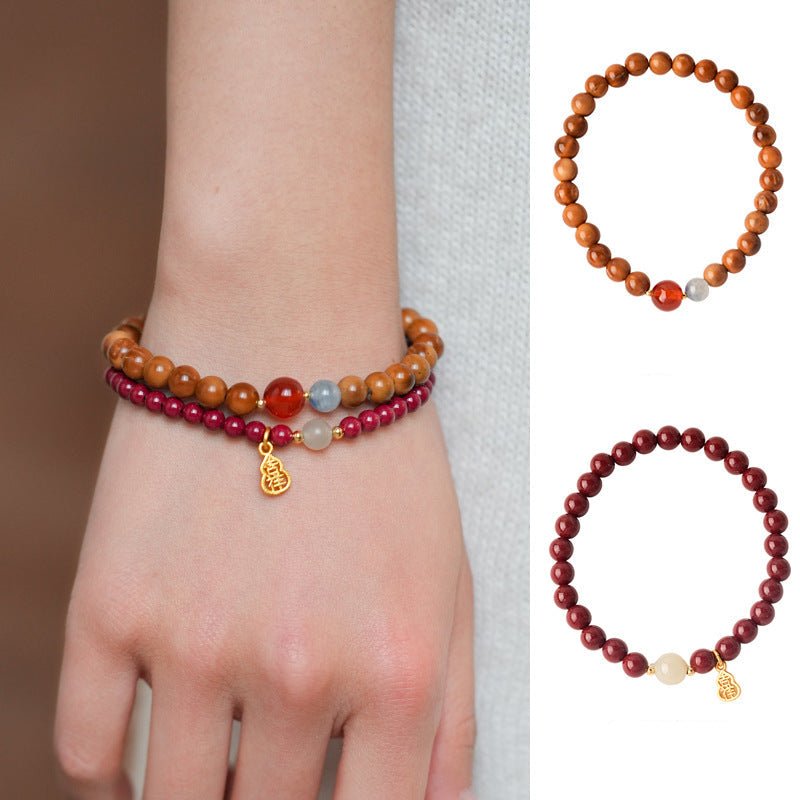 Crimson & Earthy Auspicious Bracelet Stack - Lunaire Jewelry