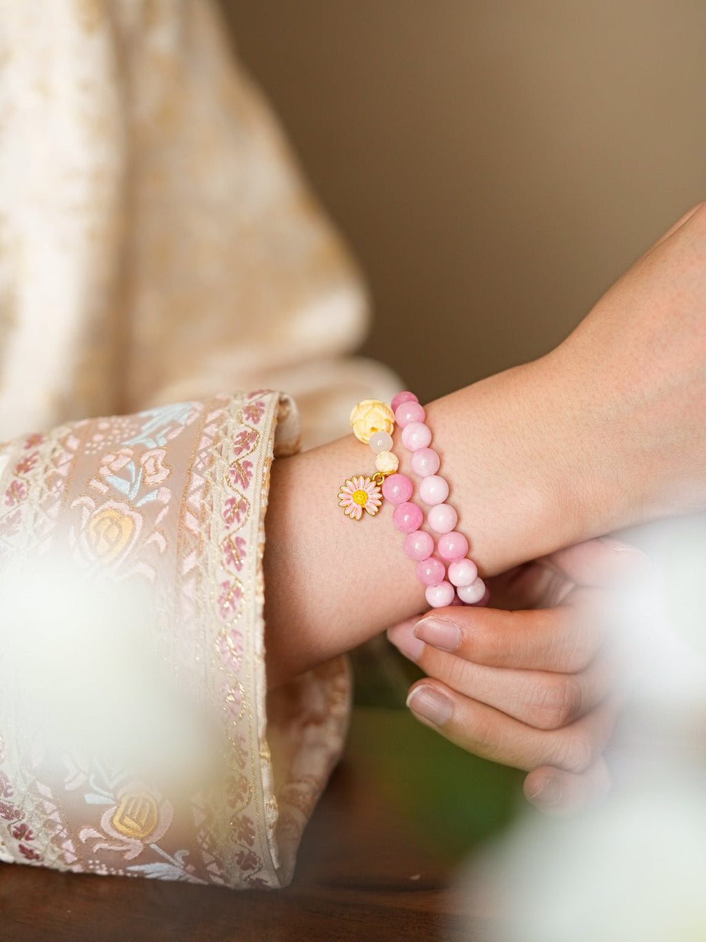 Daisy & Tassel Pastel Crystal Bracelet Set - Lunaire Jewelry
