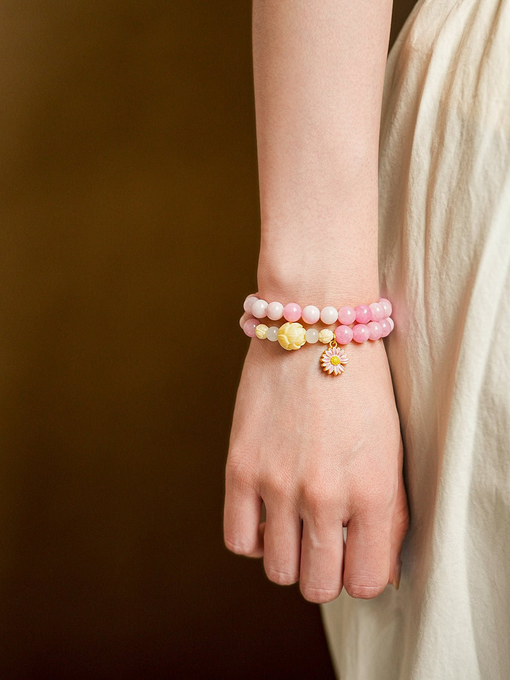 Daisy & Tassel Pastel Crystal Bracelet Set - Lunaire Jewelry