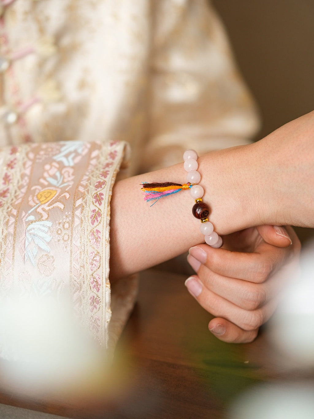 Daisy & Tassel Pastel Crystal Bracelet Set - Lunaire Jewelry
