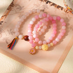 Daisy & Tassel Pastel Crystal Bracelet Set - Lunaire Jewelry