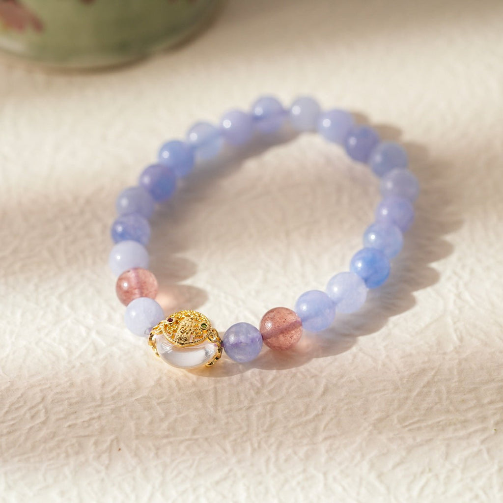 Dreamy Lavender & Strawberry Quartz Crystal Bracelet - Lunaire Jewelry