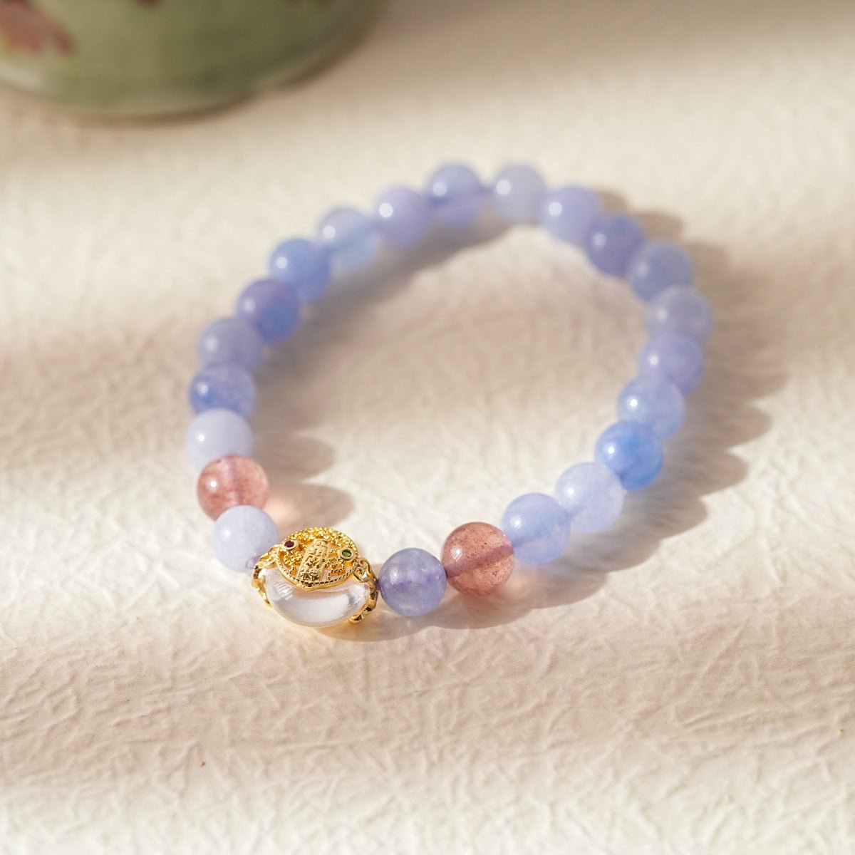 Dreamy Lavender & Strawberry Quartz Crystal Bracelet - Lunaire Jewelry