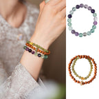 Earthly Serenity Fluorite & Rosewood Bracelet Set - Lunaire Jewelry