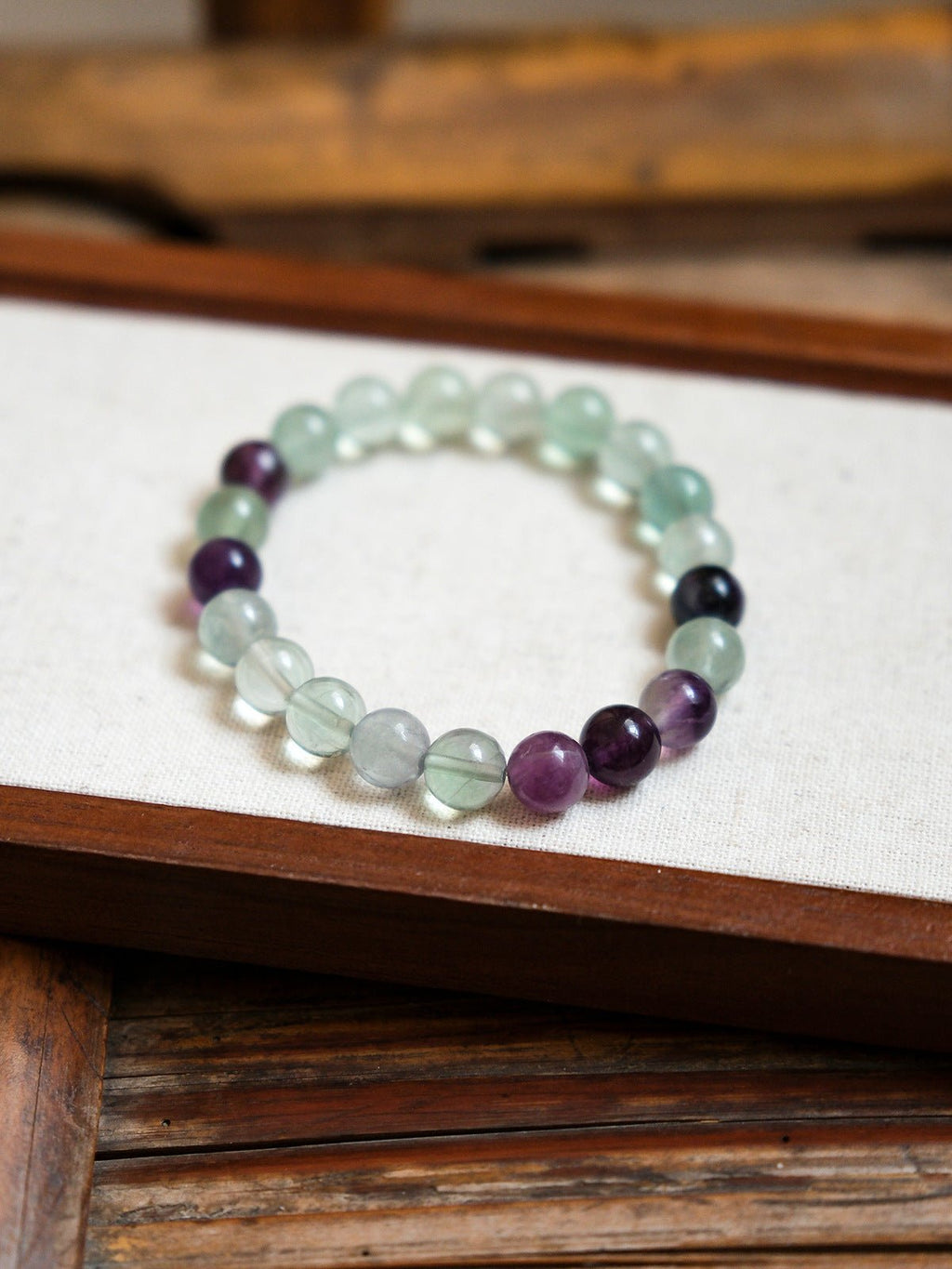 Earthly Serenity Fluorite & Rosewood Bracelet Set - Lunaire Jewelry