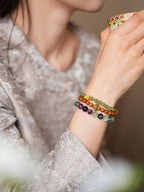 Earthly Serenity Fluorite & Rosewood Bracelet Set - Lunaire Jewelry