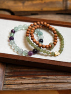Earthly Serenity Fluorite & Rosewood Bracelet Set - Lunaire Jewelry