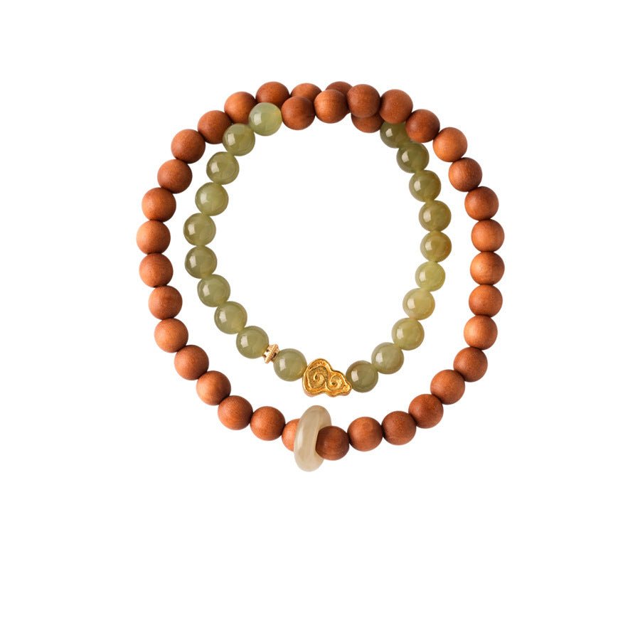 Earthly Serenity Fluorite & Rosewood Bracelet Set - Lunaire Jewelry