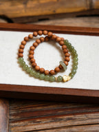 Earthly Serenity Fluorite & Rosewood Bracelet Set - Lunaire Jewelry