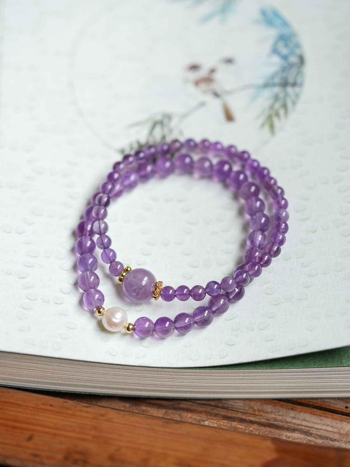 Ethereal Amethyst & Pearl Multi - Strand Bracelet Set - Lunaire Jewelry