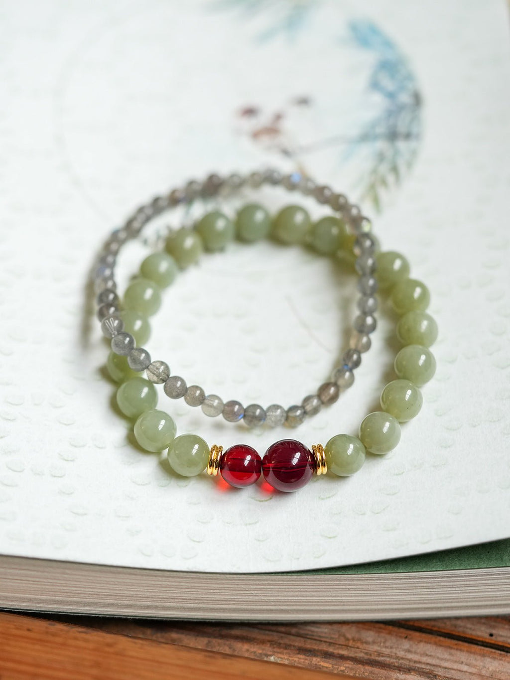 Forest & Smoke Crystal Bracelet Set - Lunaire Jewelry