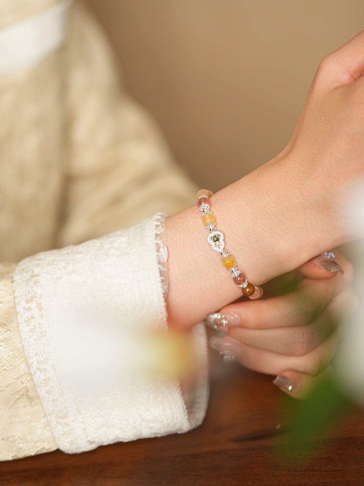 Golden Harvest Topaz & Strawberry Quartz Bracelet Set - Lunaire Jewelry