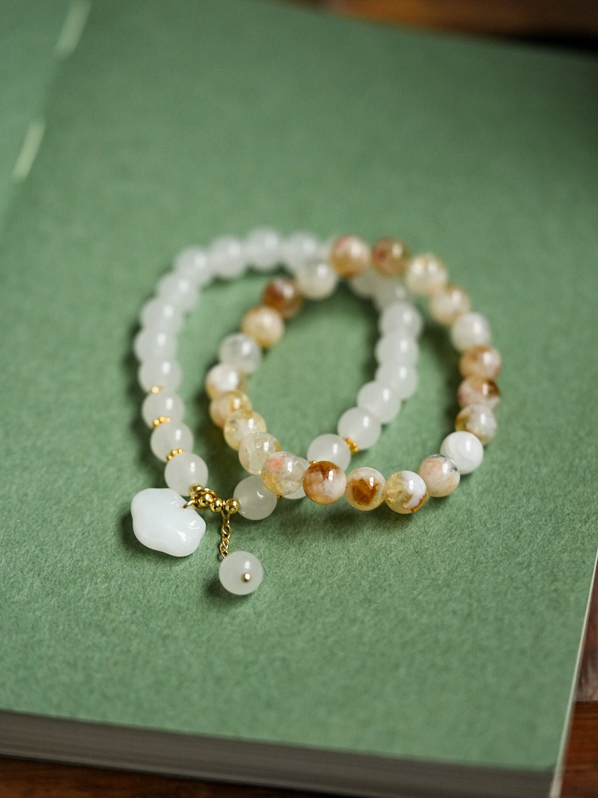 Luminous White Chalcedony Charm Bracelet - Lunaire Jewelry