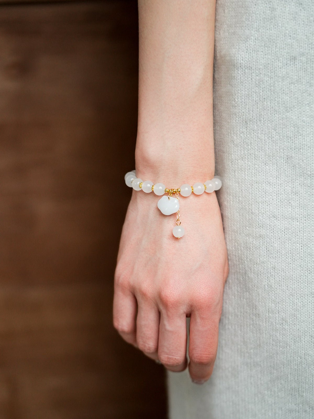 Luminous White Chalcedony Charm Bracelet - Lunaire Jewelry