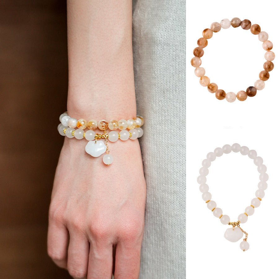 Luminous White Chalcedony Charm Bracelet - Lunaire Jewelry