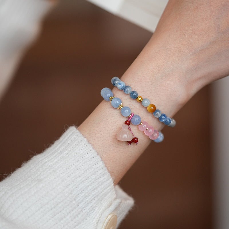 Misty Blue Chalcedony Crystal Bracelet - Lunaire Jewelry