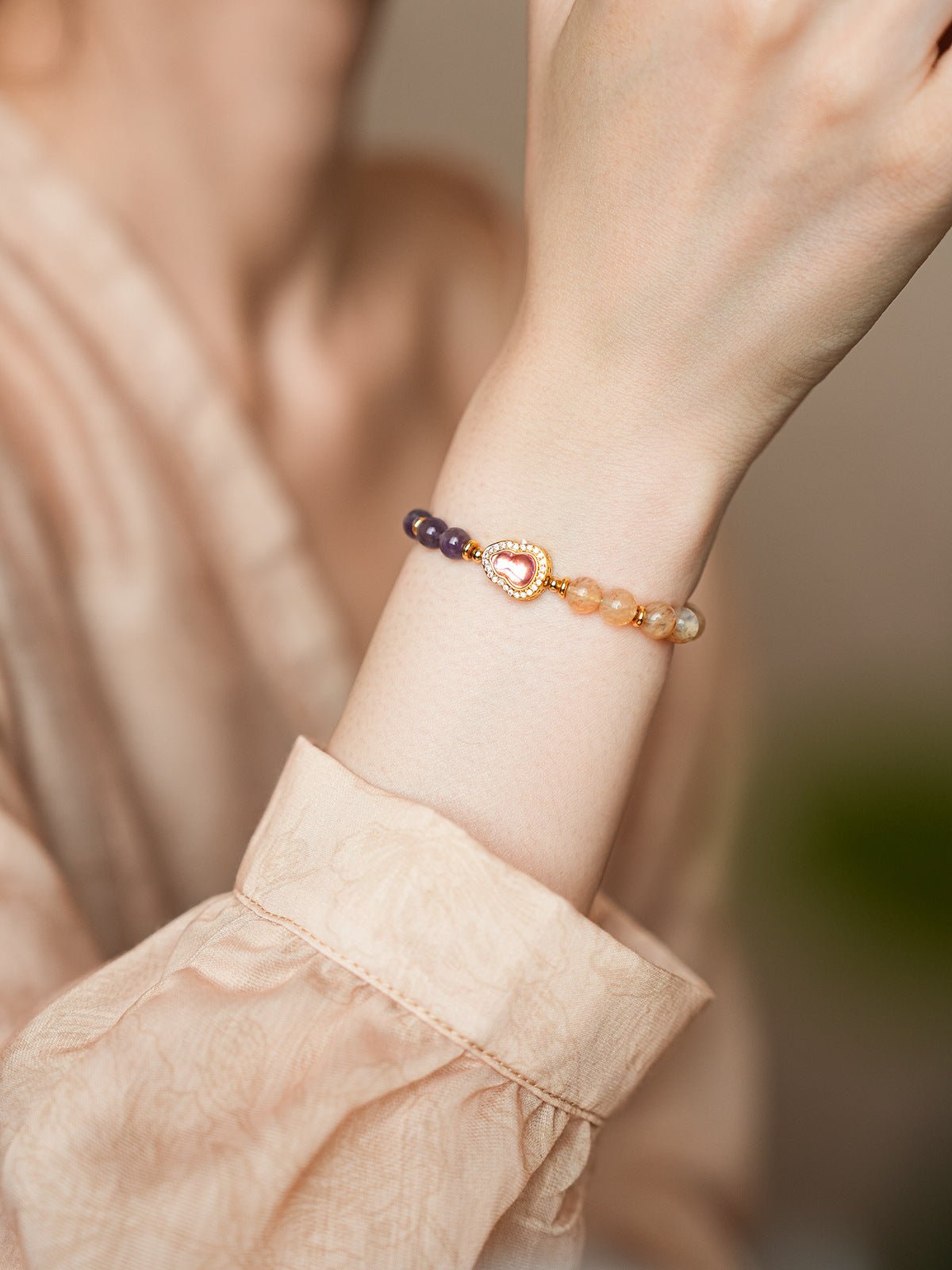 Mystic Amethyst & Golden Crystal Bracelet - Lunaire Jewelry