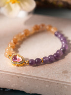 Mystic Amethyst & Golden Crystal Bracelet - Lunaire Jewelry