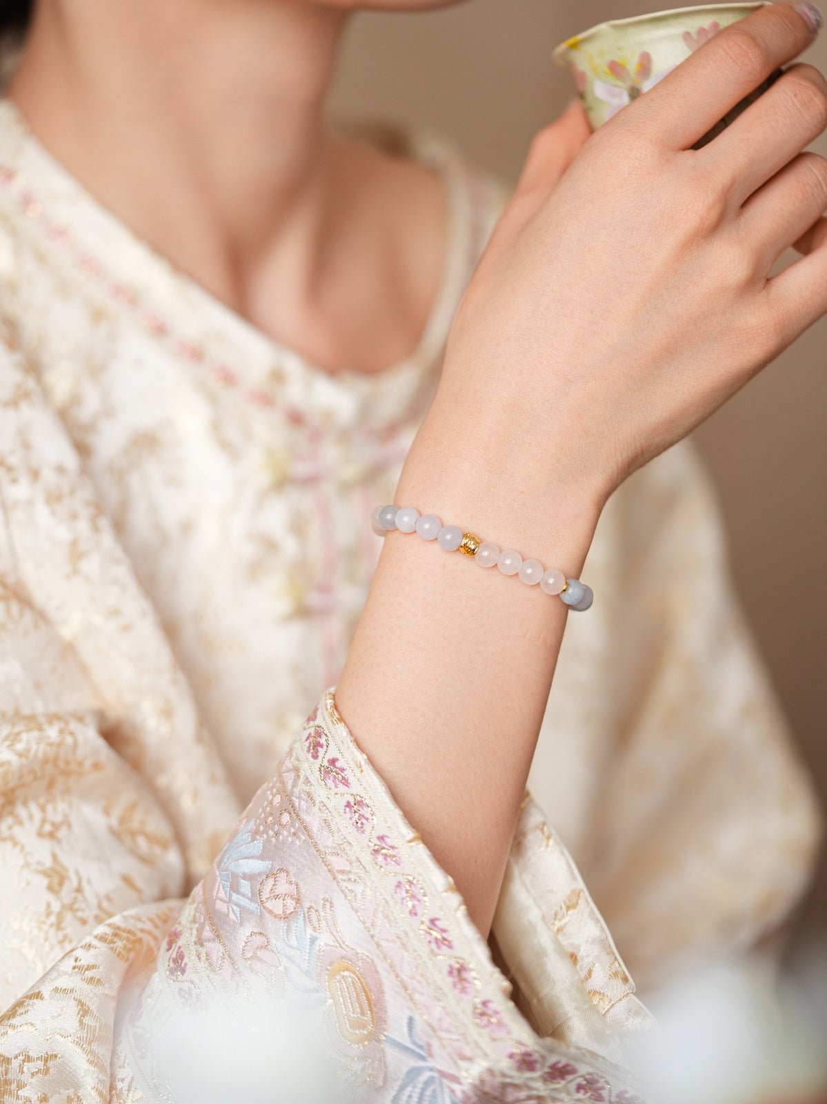 Natural Stone & Gold Prosperity Gourd Bracelet Set - Lunaire Jewelry