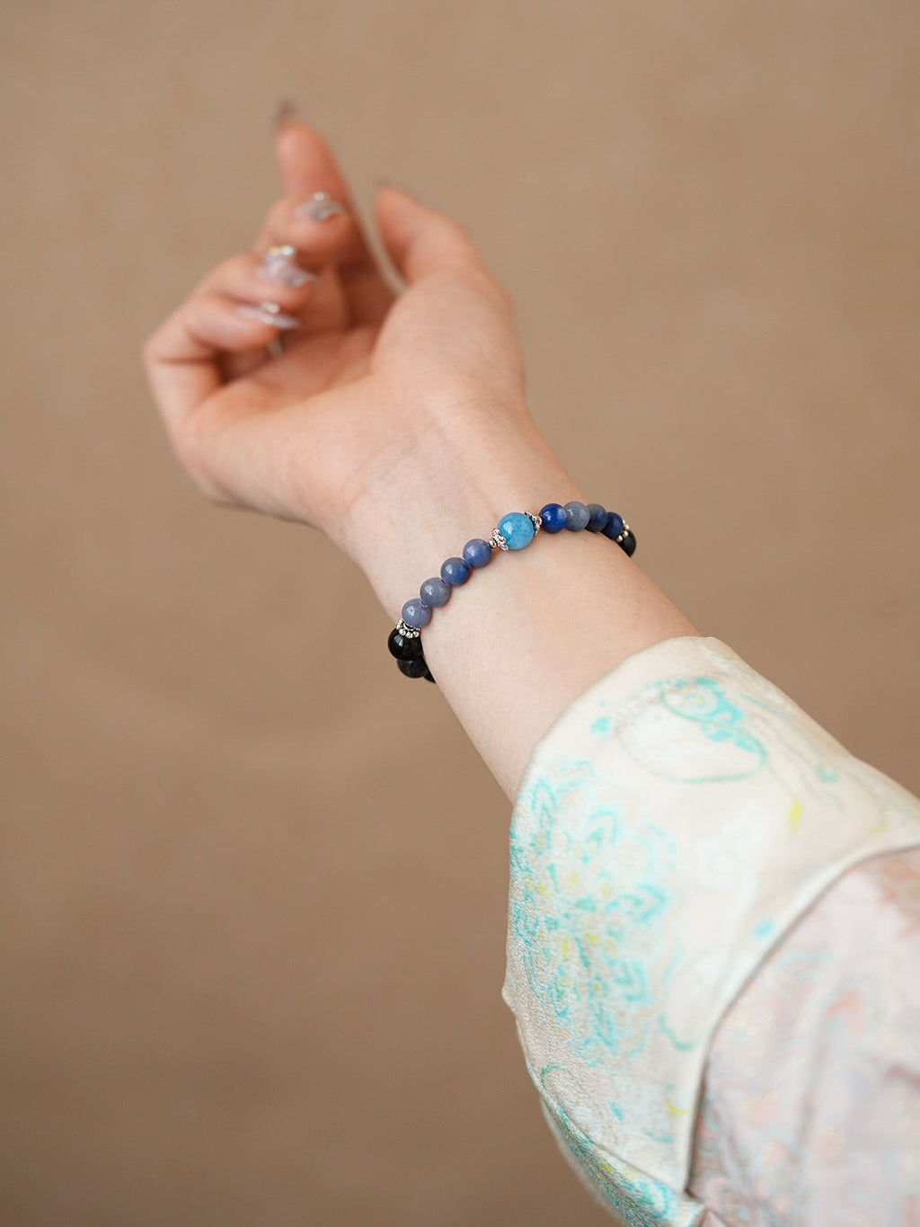 Ocean & Earth Aquamarine & Chalcedony Bracelet Set - Lunaire Jewelry