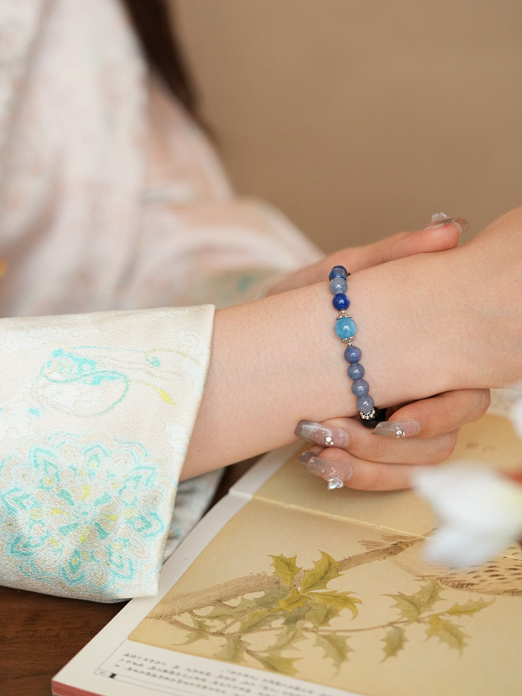 Ocean & Earth Aquamarine & Chalcedony Bracelet Set - Lunaire Jewelry
