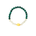 Serene Harmony Malachite, Jade & Aquamarine Crystal Bracelet Set - Lunaire Jewelry